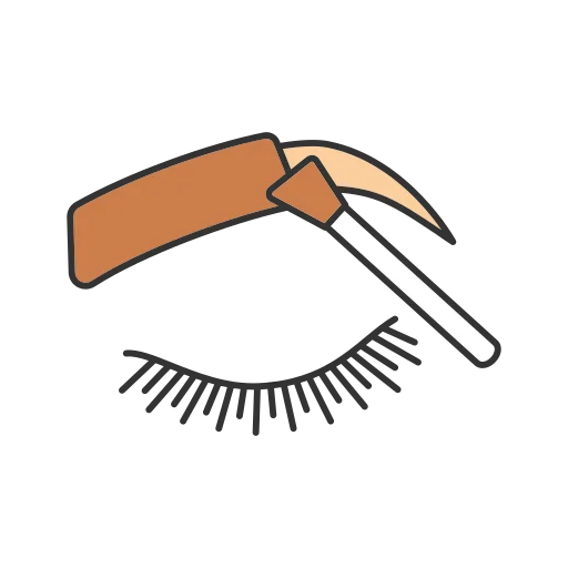 Icon of an eyebrow brush applying tint, representing long-lasting eyebrow color.