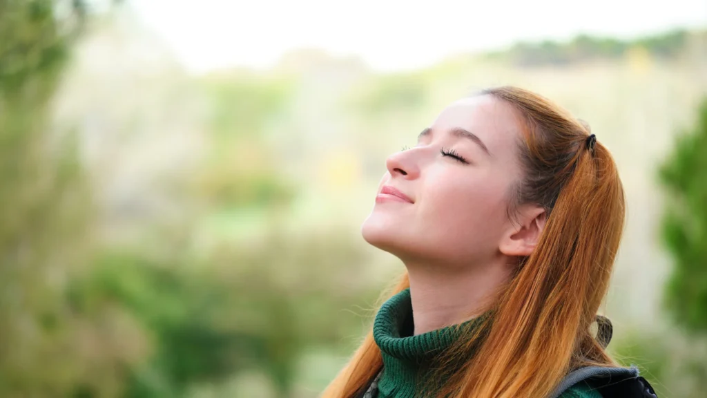 a woman getting fresh air